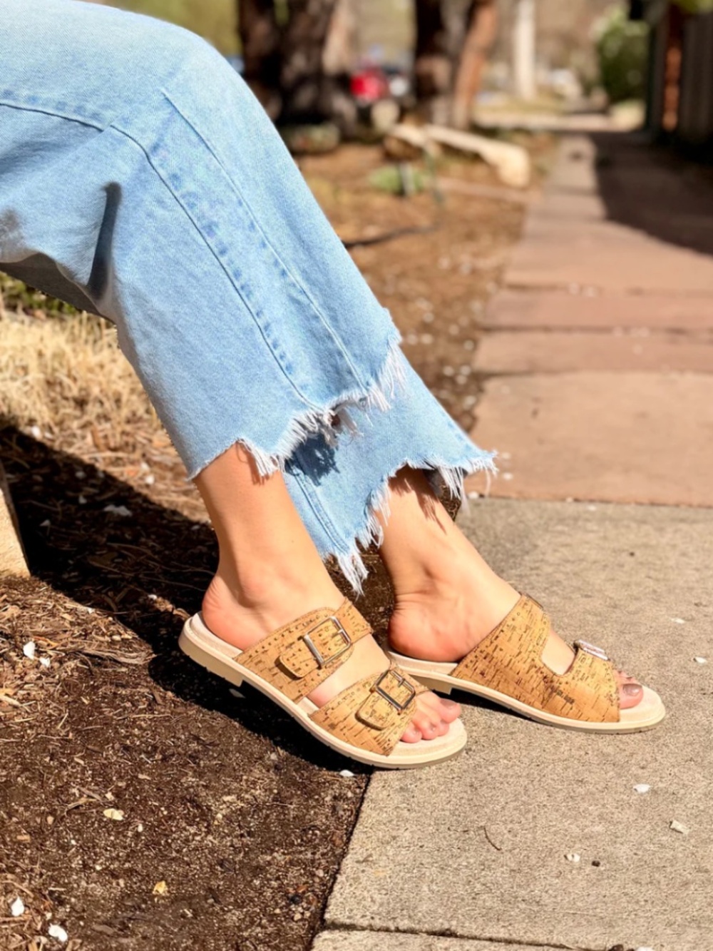 Ara Elm Adjustable Slide Sandal in Natural